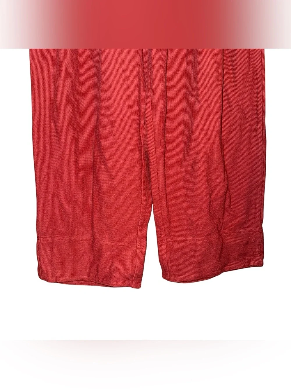 FREE PEOPLE Beach Wide Leg Cropped Day Tripper Pants Ribbed Red Size Medium